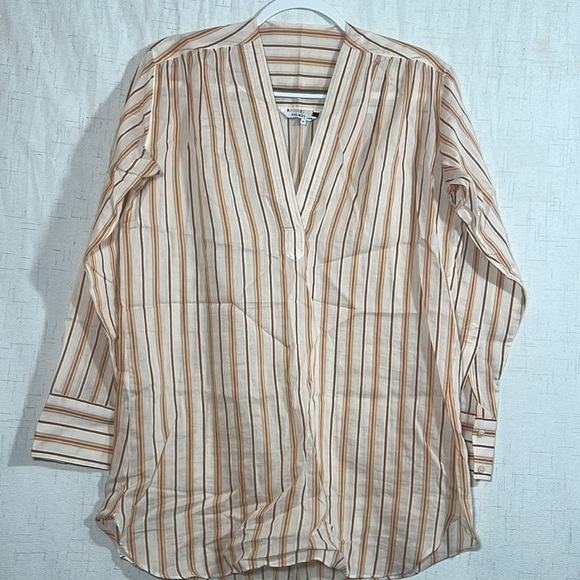 Helmut Lang Light Weight Striped Tunic Top Size XS Preppy Office Siren Corpcore - Picture 6 of 7